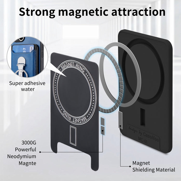 For iPhone 15 Skin Feel Ring Holder Wallet Magnetic Phone Case(Blue) - iPhone 15 Cases by buy2fix | Online Shopping UK | buy2fix