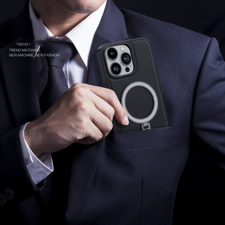 For iPhone 15 Plus Shield MagSafe Magnetic Holder Phone Case(Blue) by buy2fix