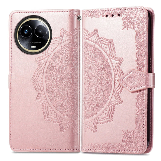 For Realme 11 5G Mandala Flower Embossed Leather Phone Case(Rose Gold) by buy2fix