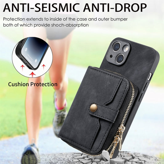 For iPhone 15 Plus Crossbody Multi-function Zipper Wallet Phone Case(Black) - iPhone 15 Plus Cases by buy2fix | Online Shopping UK | buy2fix