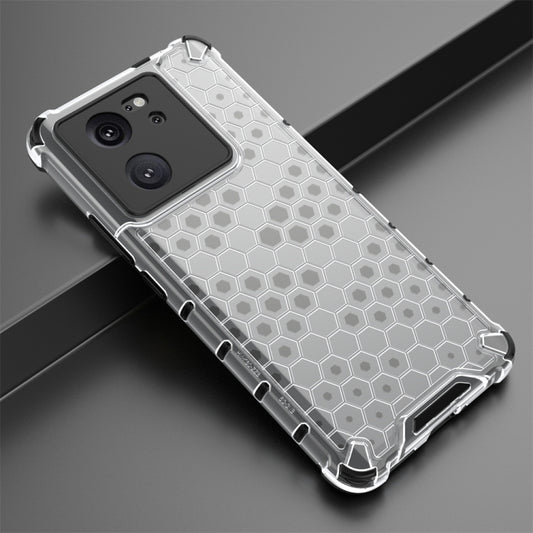 For Xiaomi 13T Shockproof Honeycomb Phone Case(White) by buy2fix