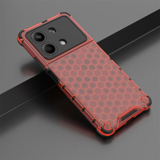 For Redmi Note 13R Pro Shockproof Honeycomb Phone Case(Red) by buy2fix