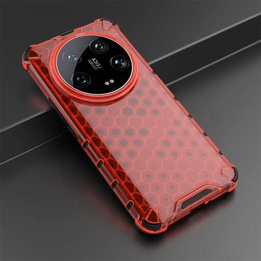 For Xiaomi 14 Ultra Shockproof Honeycomb Phone Case(Red) by buy2fix