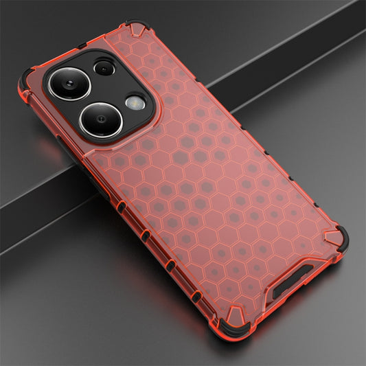 For Redmi Note 13 Pro 4G Shockproof Honeycomb Phone Case(Red) by buy2fix
