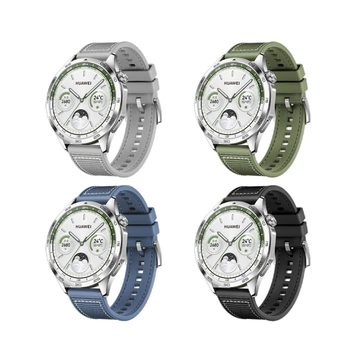 For Huawei Watch GT4 46mm Nylon Silicone Leather Watch Band(Green) by buy2fix