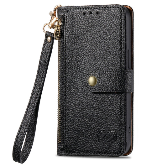 For Xiaomi Redmi A3 4G Love Zipper Lanyard Leather Phone Case(Black) by buy2fix