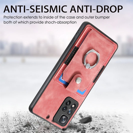 For Xiaomi Redmi Note 11 Pro+ Retro Skin-feel Ring Card Wallet Phone Case(Pink) by buy2fix