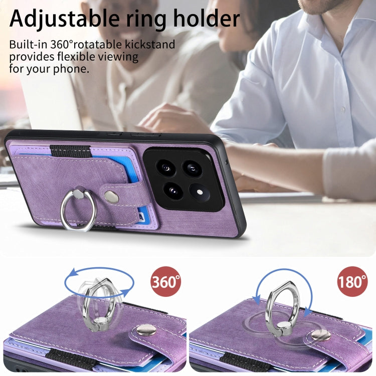 For Xiaomi 14 Retro Skin-feel Ring Card Wallet Phone Case(Pink) by buy2fix