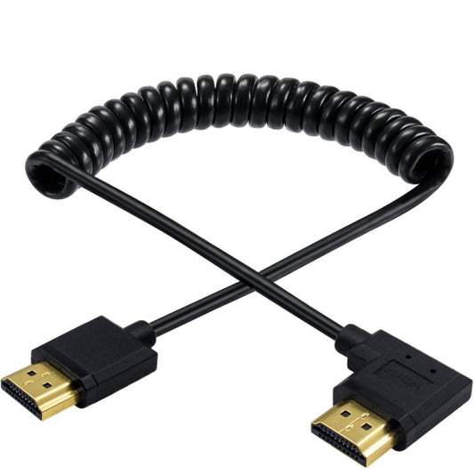 JUNSUNMAY 4K 60Hz HDMI Male to Male HDMI 2.0V Elbow Head Spring Cable, Length:1.2m(Right) by JUNSUNMAY