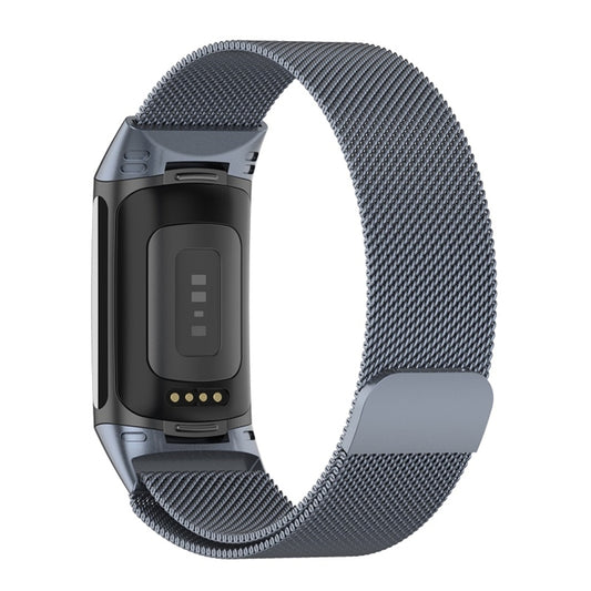 For Fitbit Charge 6 Milan Magnetic Metal Steel Mesh Watch Band(Gray) by buy2fix