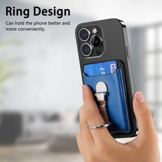 Magsafe Folding Ring Phone Card Bag Case for iPhone 15 / iPhone 14 / iPhone 13(Blue) by buy2fix