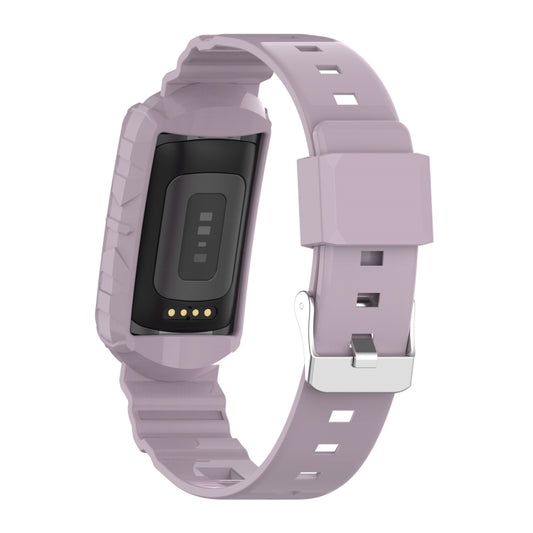For Fitbit Charge 6 / 5 / 4 / 3 Armor Integrated TPU Watch Band(Light Purple) by buy2fix