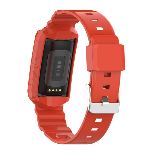 For Fitbit Charge 6 / 5 / 4 / 3 Armor Integrated TPU Watch Band(Orange) by buy2fix