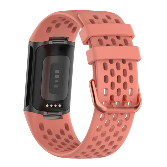 For Fitbit Charge 6 Solid Color Breathable Sports Silicone Watch Band(Pink) by buy2fix