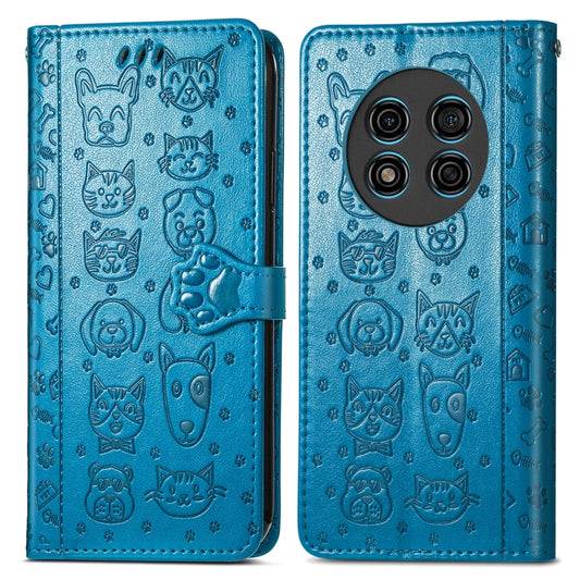 For Ulefone Note 15 Cat and Dog Embossed Leather Phone Case(Blue) by buy2fix