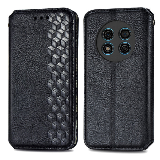 For Ulefone Note 15 Cubic Grid Pressed Magnetic Leather Phone Case(Black) by buy2fix