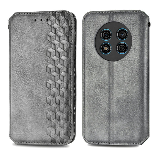 For Ulefone Note 15 Cubic Grid Pressed Magnetic Leather Phone Case(Grey) by buy2fix