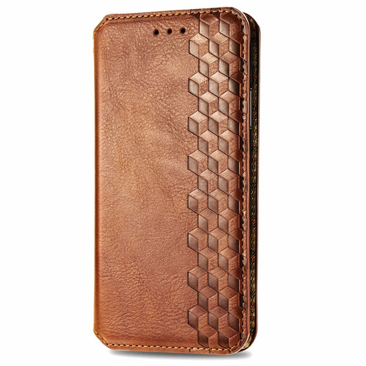 For OnePlus 12 Cubic Grid Pressed Magnetic Leather Phone Case(Brown) by buy2fix