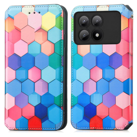 For Xiaomi Redmi K70E CaseNeo Colorful Magnetic Leather Phone Case(Colorful Cube) by buy2fix