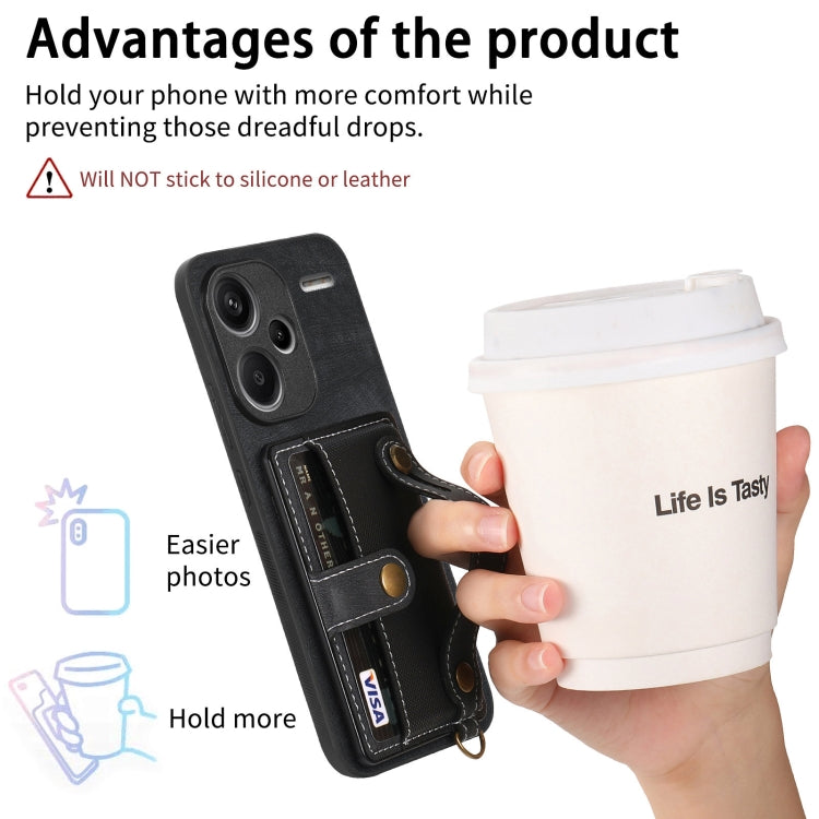 For Xiaomi Redmi Note 13 Pro+ Retro Cross Wristband Wallet Leather Back Phone Case(Black) by buy2fix