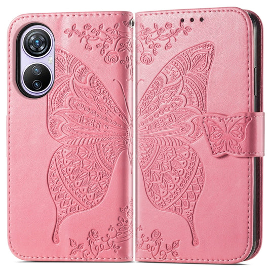 For Blackview A200 Pro Butterfly Love Flower Embossed Leather Phone Case(Pink) by buy2fix