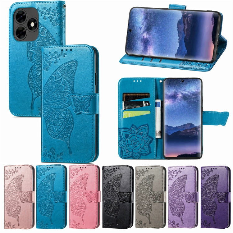 For Blackview A200 Pro Butterfly Love Flower Embossed Leather Phone Case(Rose Gold) by buy2fix
