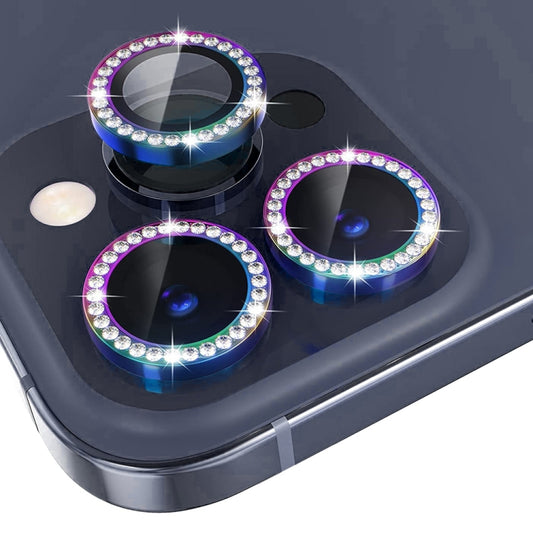 For iPhone 15 Pro / 15 Pro Max NORTHJO Camera Lens Protector Tempered Glass Metal Rhinestone Ring Film(Colorful) by NORTHJO