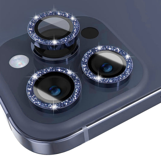 For iPhone 15 Pro / 15 Pro Max NORTHJO Camera Lens Protector Tempered Glass Bling Glitter Metal Ring Film(Blue) by NORTHJO