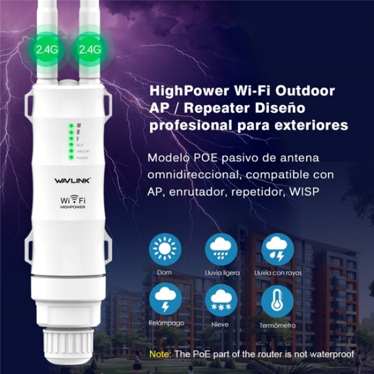 WAVLINK WN570HN2 With PoE Powered WAN/ AP / Repeater Mode 300Mbps Outdoor Router, Plug:UK Plug by WAVLINK
