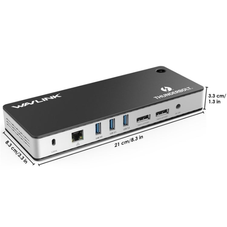 WAVLINK UTD21H 11 in 1 4K Dual DisplayPort Hub Converter Thunderbolt 3 Docking Station, Plug:AU Plug by WAVLINK