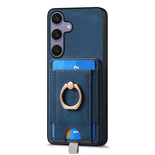 For Samsung Galaxy S25 5G Retro Splitable Magnetic Card Bag Leather Phone Case(Blue) by buy2fix