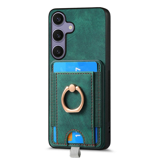 For Samsung Galaxy S25 5G Retro Splitable Magnetic Card Bag Leather Phone Case(Green) by buy2fix