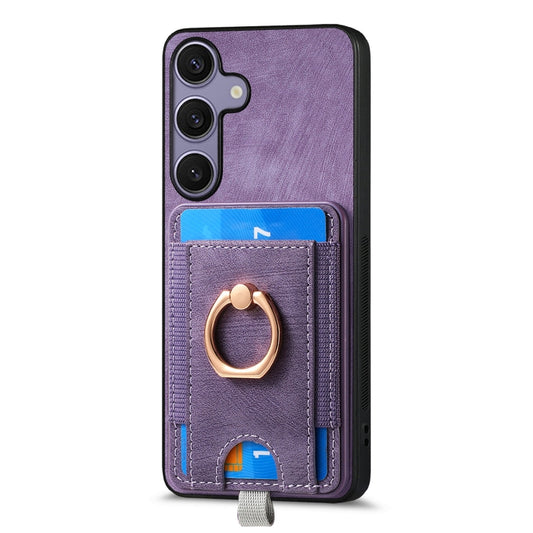For Samsung Galaxy S25 5G Retro Splitable Magnetic Card Bag Leather Phone Case(Purple) by buy2fix