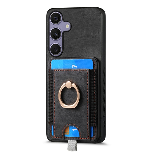 For Samsung Galaxy S25 Ultra 5G Retro Splitable Magnetic Card Bag Leather Phone Case(Black) by buy2fix