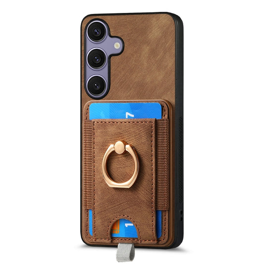 For Samsung Galaxy S25 Ultra 5G Retro Splitable Magnetic Card Bag Leather Phone Case(Brown) by buy2fix