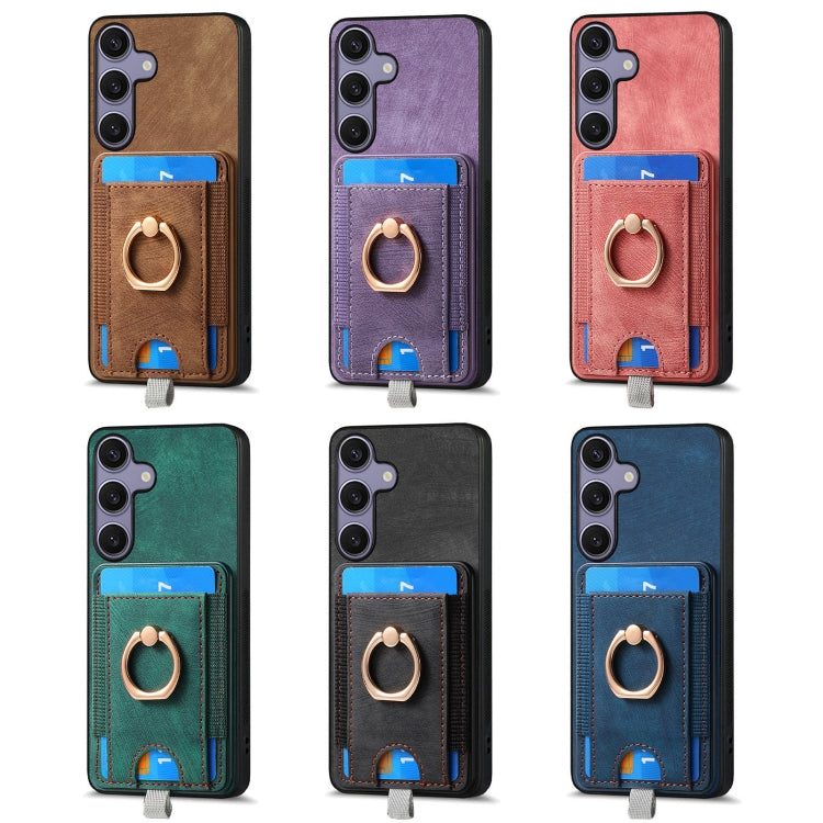 For Samsung Galaxy S25+ 5G Retro Splitable Magnetic Card Bag Leather Phone Case(Blue) by buy2fix