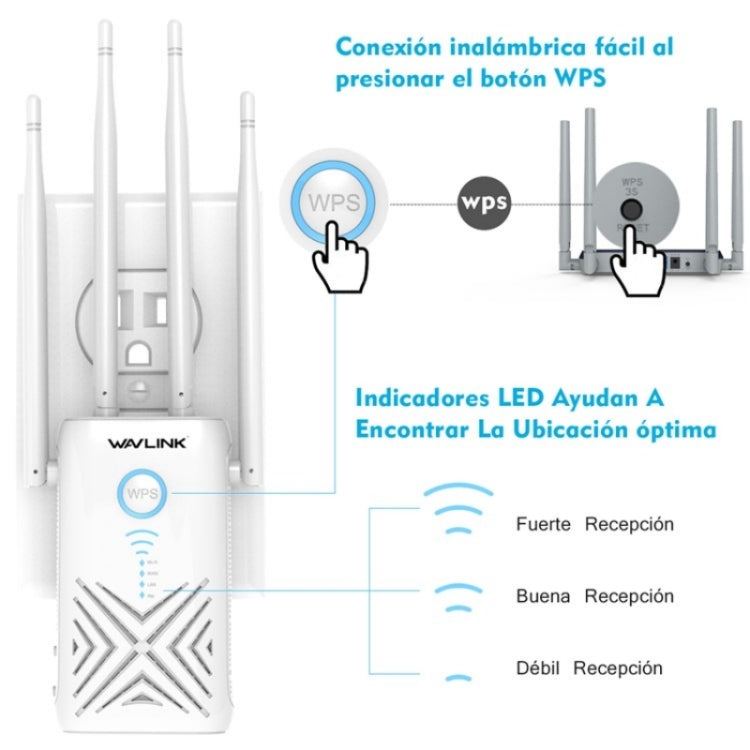 WAVLINK WN579X3 With 5dBi Antennas AC1200 Wireless Router 2.4G / 5G Dual Band WiFi Repeater, Plug:EU Plug by WAVLINK
