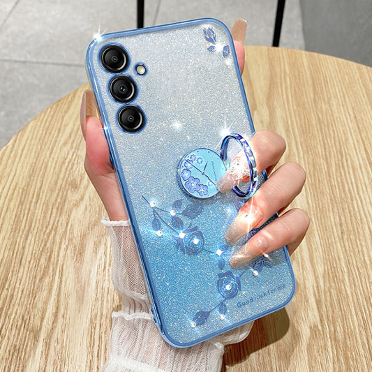 For Samsung Galaxy S25+ 5G Gradient Glitter Immortal Flower Ring All-inclusive Phone Case(Blue) by buy2fix