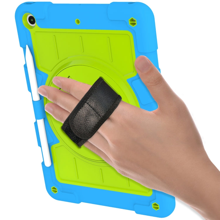 For iPad 10.2 2021 / 2020 / 2019 Silicone Hybrid PC Shockproof Tablet Case with Shoulder Strap(Bluish-Green) - iPad 10.2 Cases by buy2fix | Online Shopping UK | buy2fix