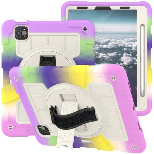 For iPad Pro 11 2018 / 2020 Silicone Hybrid PC Shockproof Tablet Case with Shoulder Strap(Colorful Purple) - iPad Pro 11 (2020) Cases by buy2fix | Online Shopping UK | buy2fix