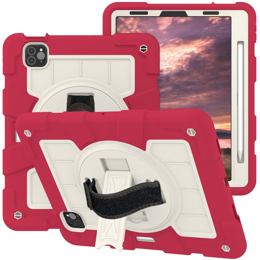For iPad Air 2020 / 2022 10.9 Silicone Hybrid PC Shockproof Tablet Case with Shoulder Strap(Feifan Magenta) - iPad Air (2022) / (2020) 10.9 Cases by buy2fix | Online Shopping UK | buy2fix
