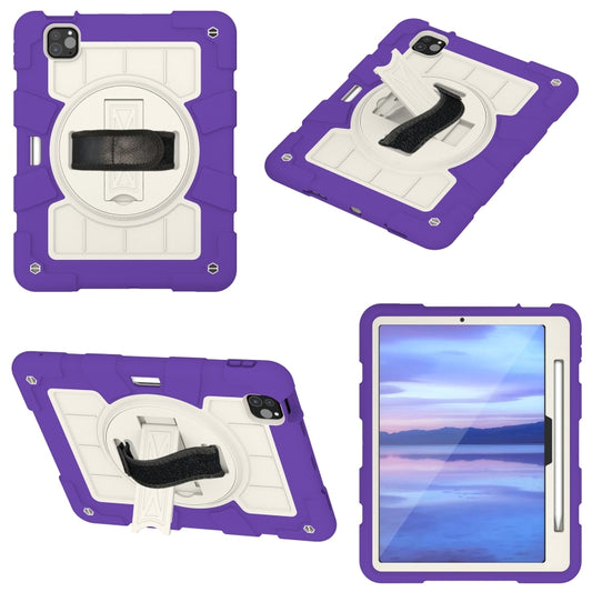 For iPad Air 11 2025 / 2024 Silicone Hybrid PC Shockproof Tablet Case with Shoulder Strap(Catharanthus Roseus) by buy2fix