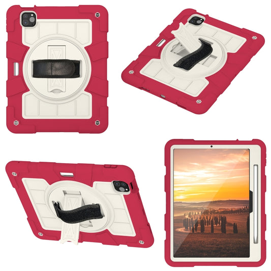 For iPad Air 11 2025 / 2024 Silicone Hybrid PC Shockproof Tablet Case with Shoulder Strap(Feifan Magenta) by buy2fix