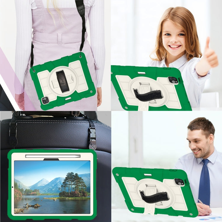 For iPad Air 11 2025 / 2024 Silicone Hybrid PC Shockproof Tablet Case with Shoulder Strap(Classic Green) by buy2fix