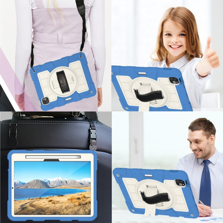 For iPad Air 11 2025 / 2024 Silicone Hybrid PC Shockproof Tablet Case with Shoulder Strap(Azure Blue) by buy2fix