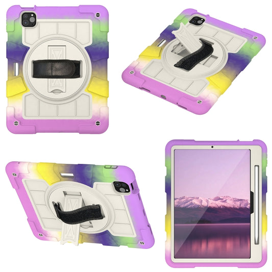 For iPad Air 11 2025 / 2024 Silicone Hybrid PC Shockproof Tablet Case with Shoulder Strap(Colorful Purple) by buy2fix