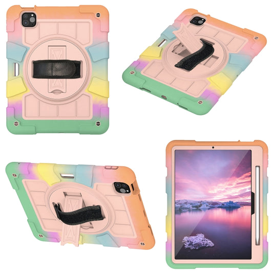 For iPad Air 11 2025 / 2024 Silicone Hybrid PC Shockproof Tablet Case with Shoulder Strap(Colorful Gold) by buy2fix