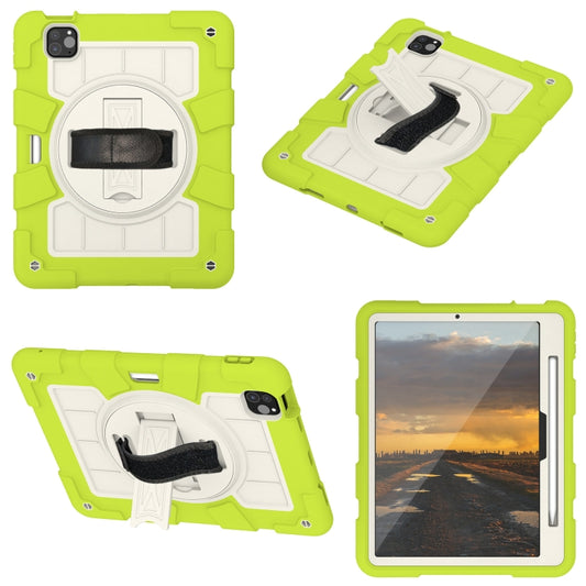 For iPad Pro 11 2025 / 2024 Silicone Hybrid PC Shockproof Tablet Case with Shoulder Strap(Love Birds Green) by buy2fix