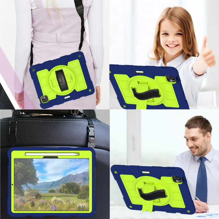 For iPad Pro 11 2025 / 2024 Silicone Hybrid PC Shockproof Tablet Case with Shoulder Strap(Tibetan Turquoise) by buy2fix