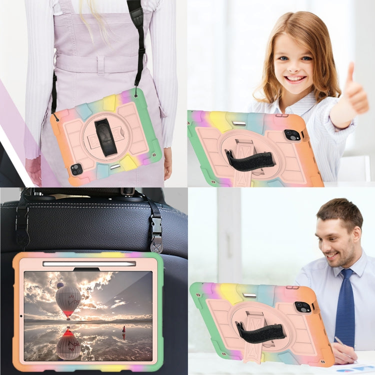 For iPad Pro 11 2025 / 2024 Silicone Hybrid PC Shockproof Tablet Case with Shoulder Strap(Colorful Gold) by buy2fix